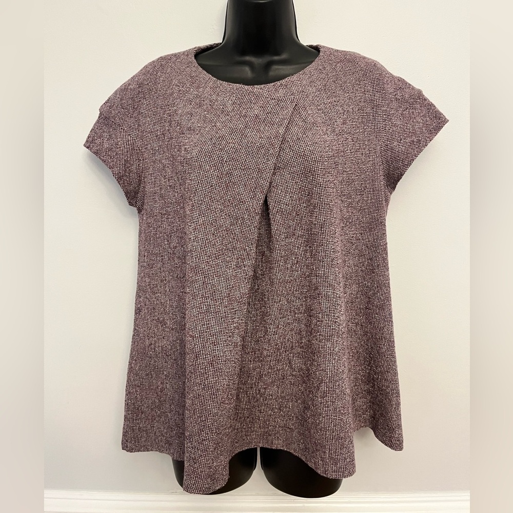 Lilith Minimalist Cap Sleeved Wool Blouse, Size Medium